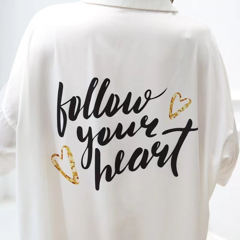 Camisa de seda Follow your heart